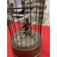 19th/early 20th cent. Continental bird automaton, brass cage, two songbirds on branch with - Image 5 of 9