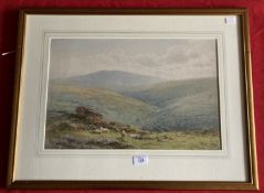 Harold Sutton Palmer (1854-1933): Watercolour, sheep on a moor and a valley beyond, signed and dated
