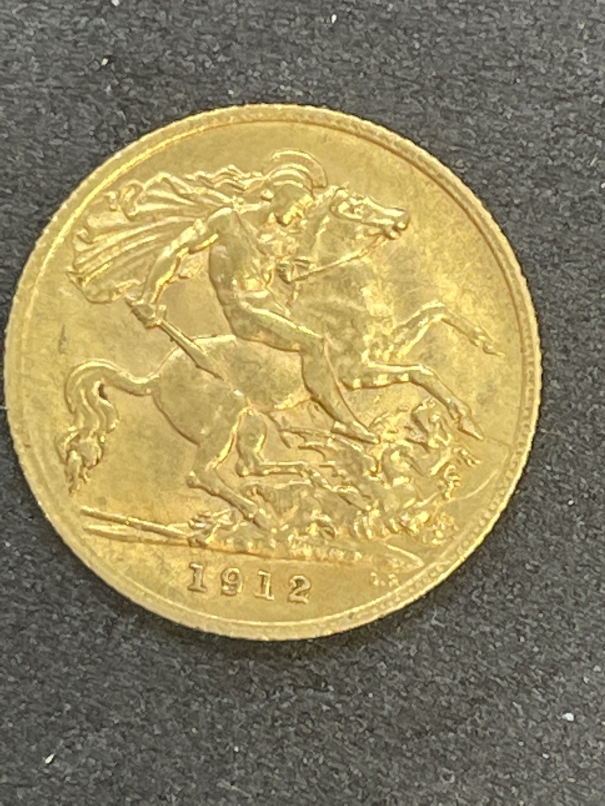 Coins/Numismatics: George V 1912 Half Sovereign. - Image 2 of 3