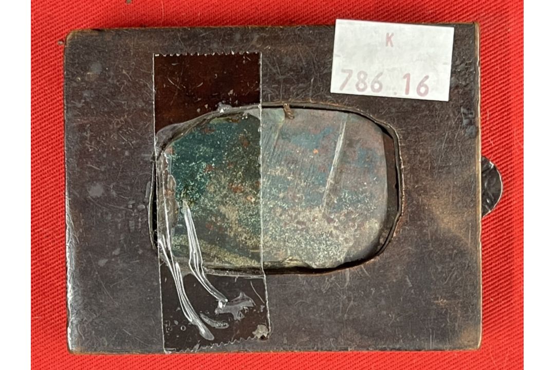 Continental School: Miniature of a Biblical scene on copper contained in a treen box with sliding - Image 4 of 5