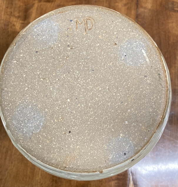 Mike Dodd b1943: Stoneware vase waisted shouldered form with collar rim covered in a thick ash - Image 2 of 3