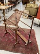 19th cent. Mahogany towel rail with double top rail above two more turned rails, turned uprights,