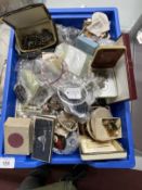 20th cent. Costume jewellery to include necklets, compacts, badges, earrings, fruit knives, plus