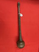 Tribal Art: Zulu Knobkerrie with onion shape head and copper and brass wire bound handle