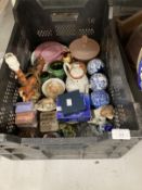 Ceramics & Glass: Various to include four glass paperweights, Japanese teapot and bowl, horse and