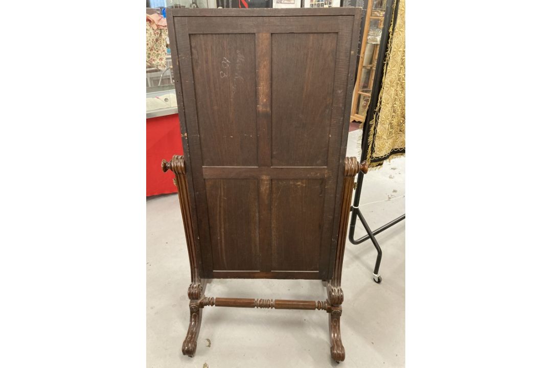 Mid 19th cent. Mahogany framed full length cheval mirror on pedestal supports with twin turned - Image 4 of 5