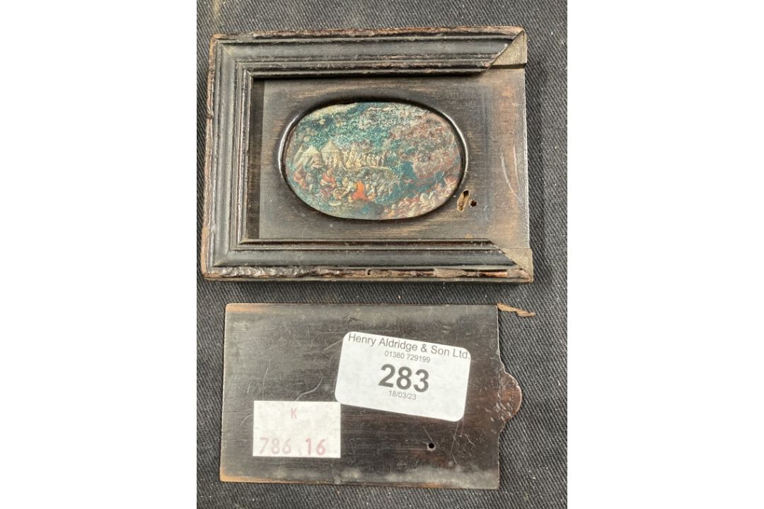 Objects of Vertu: 18th cent. Possibly earlier, miniature on bloodstone depicting a Middle Eastern - Image 2 of 3
