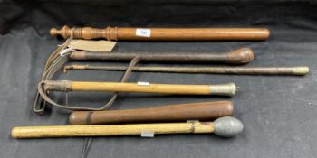 Militaria: Collection of three WWI coshes, two officers riding crops (one Royal Horse Artillery).