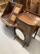 Late 18th cent. bedside cupboard, gallery top, single cupboard door on square legs, a reproduction