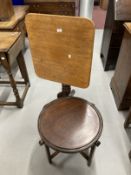 19th cent. Mahogany tripod table A/F, and a small round mahogany table with a folding base.