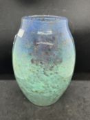 The Mavis and John Wareham Collection: Monart vase, ovoid, pale green with blue and multicoloured