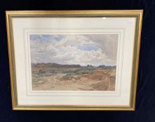 Sutton Palmer (1854-1933): Watercolour landscape with woods beyond, signed lower left, bears label