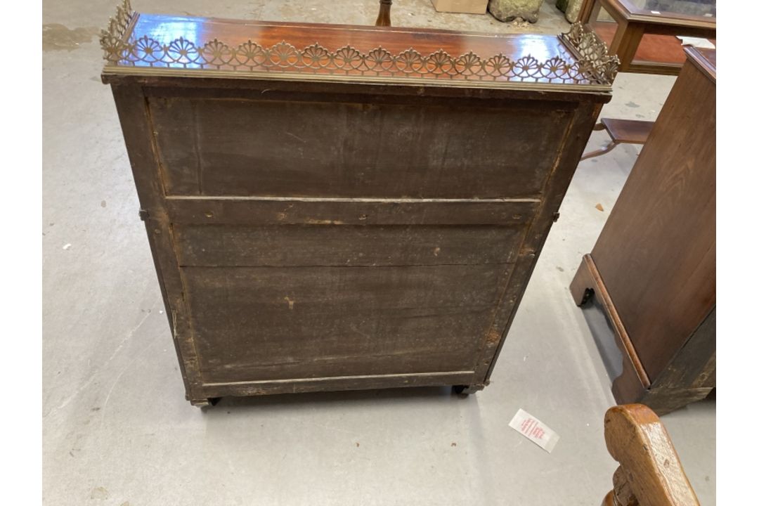 Regency Rosewood chiffonier, the top with brass inlay & turned gilt brass columns supporting a shelf - Image 4 of 4