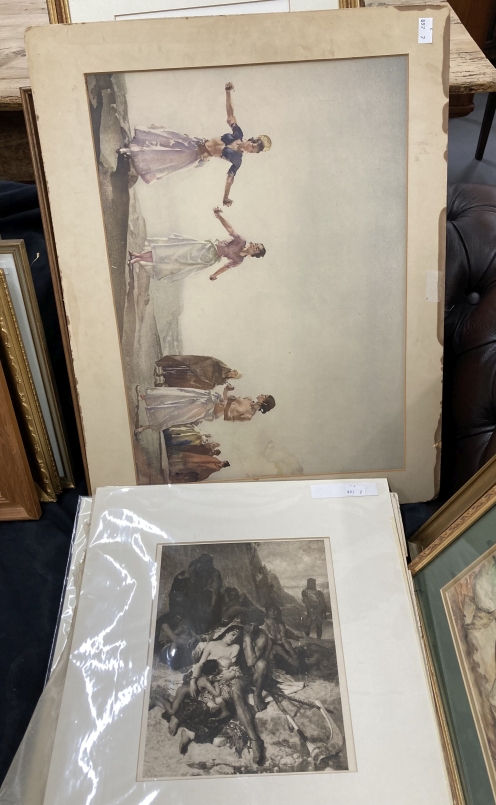 Paintings & Prints: Early-mid 20th century watercolour portrait of art nouveau female figure, - Image 2 of 2