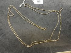 Watches: Yellow metal belcher link watch Albert, stamped 9ct, tests as 9ct gold. Length 60ins.