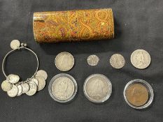 Coins: Hammered Edward III Longcross penny London Mint, Elizabeth I sixpence 1573 Mint mark ERmine