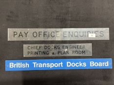 OCEAN LINER: Set of three signs from Southampton Dockhouse, this building was demolished in the