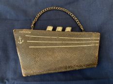 OCEAN LINER/ART DECO: Rare clutch handbag in the form of the S.S. Normandie circa 1935, black