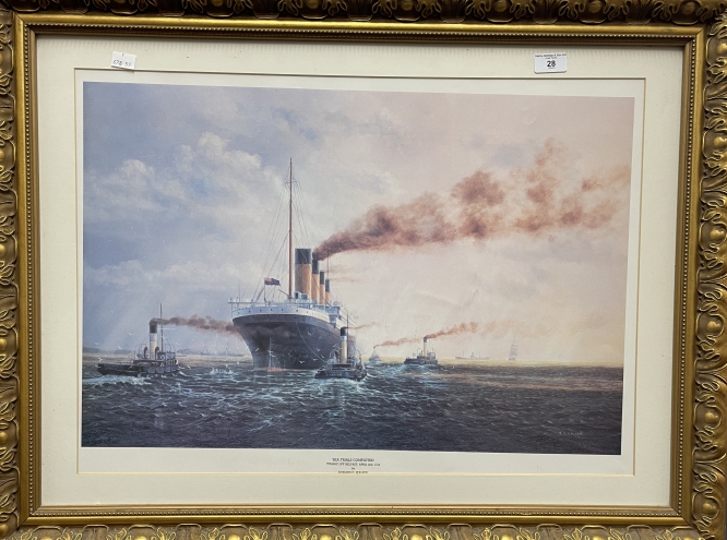 CUNARD: Set of three limited edition prints. After E. Bauwen's Home Waters 510/750, Fit For A