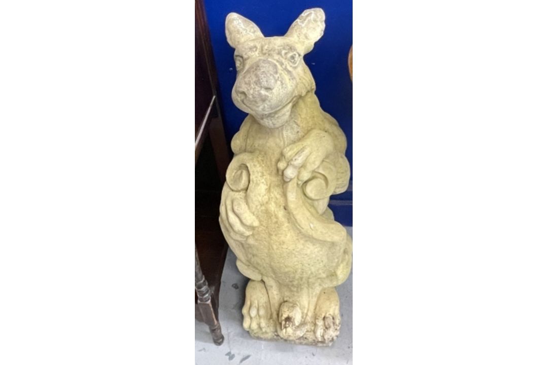 Gardenalia: Mid 20th cent. Pair of reconstituted mythical beasts. Height 28ins. - Image 2 of 3