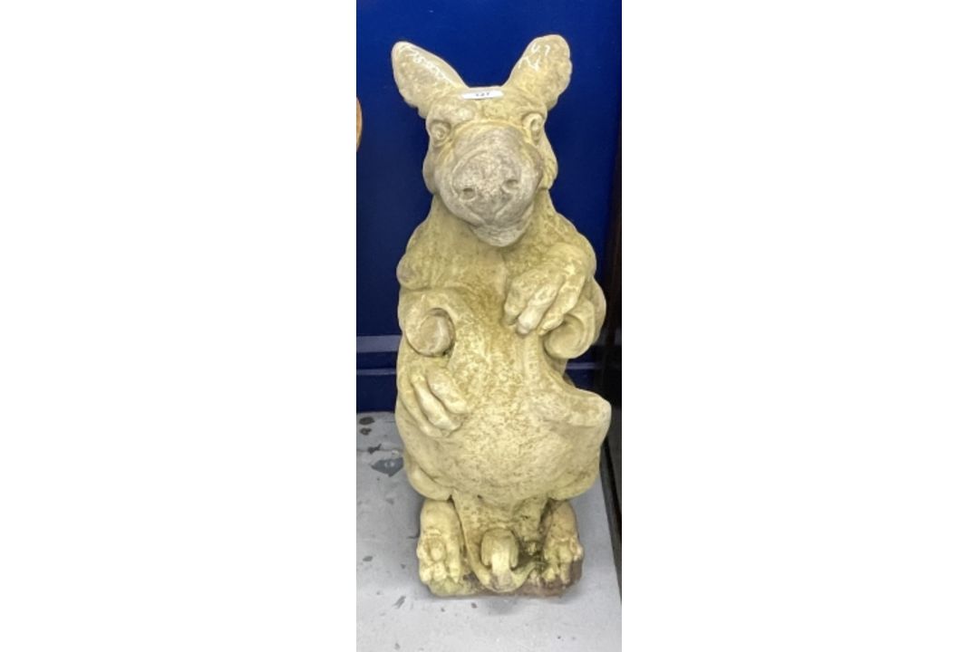 Gardenalia: Mid 20th cent. Pair of reconstituted mythical beasts. Height 28ins. - Image 1 of 3