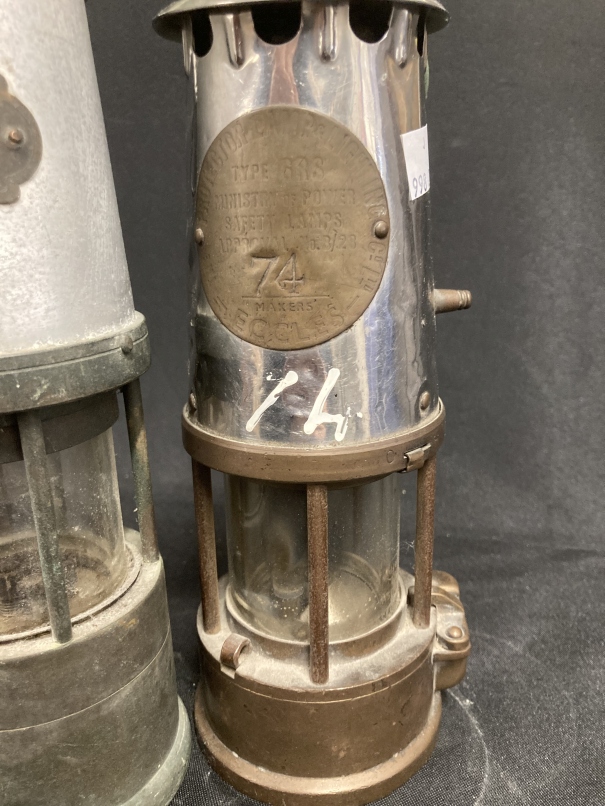 Miners Safety Lamps: 19th cent. Protector x 2, J.F. Naylor plus one other. (4) - Image 5 of 5