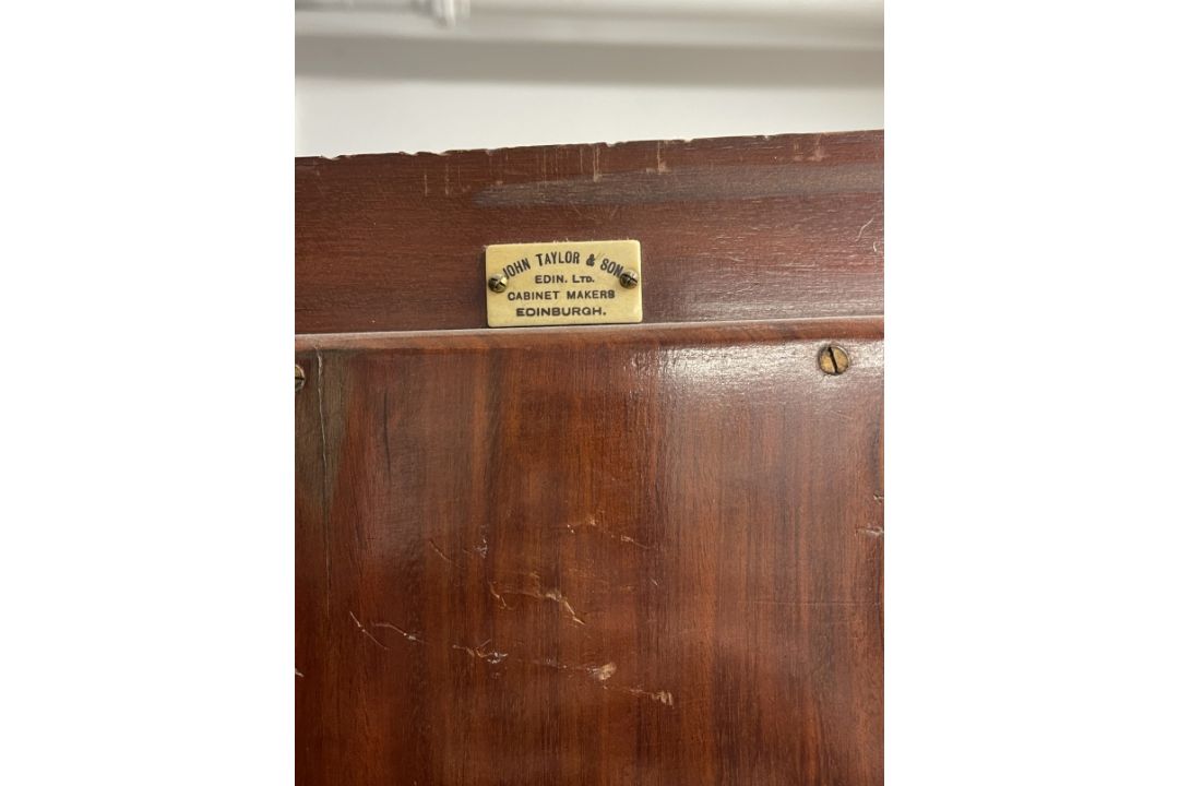 20th cent. Arts and Crafts mahogany, mirror fronted wardrobe by John Taylor & Son of Edinburgh, - Image 2 of 3