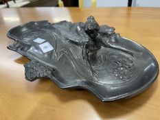 The Mavis and John Wareham Collection: 20th cent. Decorative Art Nouveau style white metal tray plus