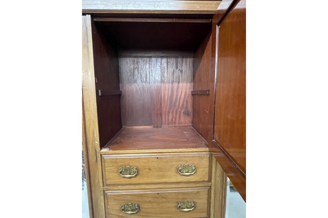 20th cent. Arts and Crafts mahogany, mirror fronted wardrobe by John Taylor & Son of Edinburgh, - Image 3 of 3