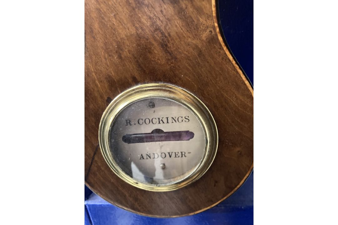19th cent. Mahogany barometer with ebony stringing, made by R. Cockings, Andover. Approx. 38ins - Image 2 of 2