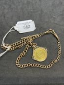 Hallmarked Jewellery: 9ct gold graduated curb link double Albert with T bar and a 1793 George III