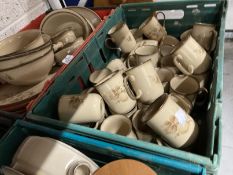 20th cent. Ceramics: Denby Coloroll, stoneware, mugs x 23, Denby Images souffle dishes x 7, flan