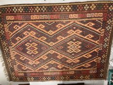 Carpets & Rugs: Early 20th cent. Armenian/Azerbaijan Kelim carpet, red ground with two central