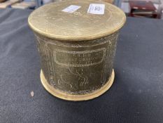 Militaria: WWI brass shell decorated with Chinese dragons and symbols Lt. E.B. Bolam Villers,