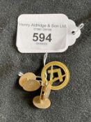 Jewellery: Yellow metal pair of oval chain cufflinks and Masonic pendant, tests as 9ct gold. Total