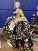 A Samson crinoline figure of a lady of the 'Mopsorden' late 19th century, after Kändler's model at
