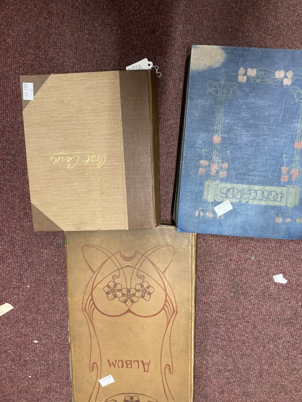 Postcards: Edwardian albums containing hundreds of cards including early railway vanguard omnibus