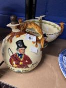 20th cent. Ceramics: Crown Devon Fieldings musical pedestal salad bowl with serving spoon and