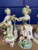 18th cent. Bow porcelain figure, Raymond Dennis Collection. Polychrome c1750-1775 girl dancing,