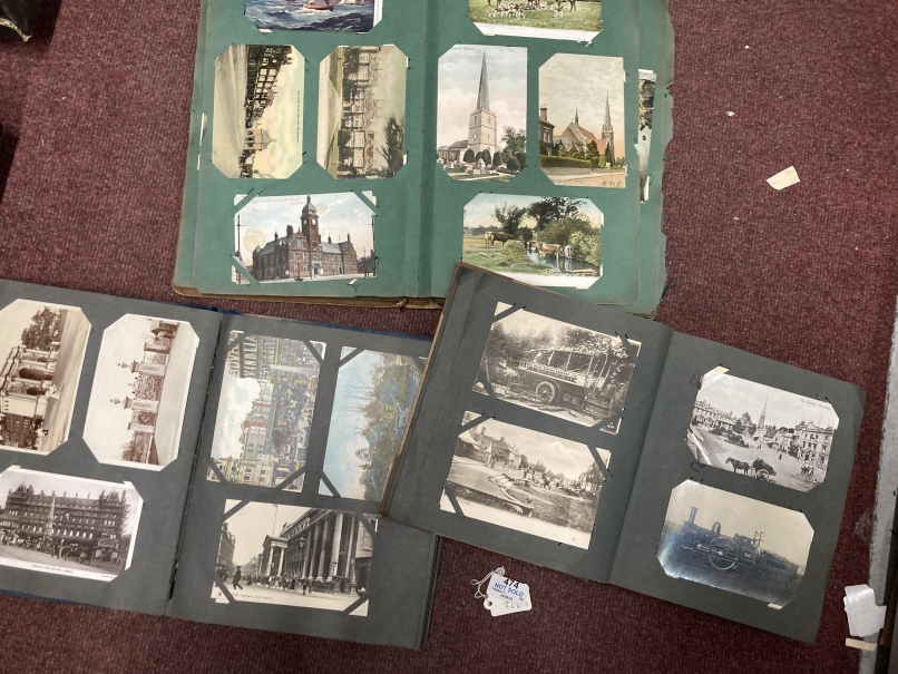 Postcards: Edwardian albums containing hundreds of cards including early railway vanguard omnibus - Image 2 of 5