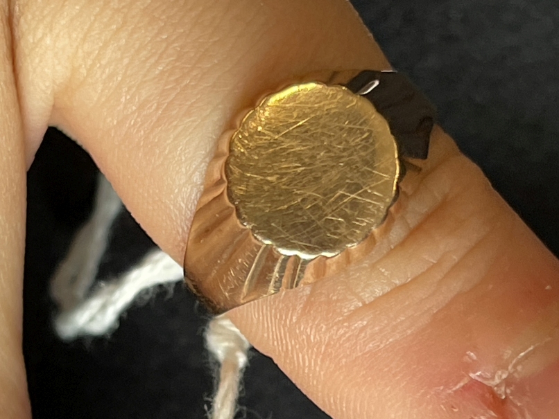 Jewellery: Yellow metal two dress rings both set with synthetic rubies, one with larger stone, - Image 2 of 2