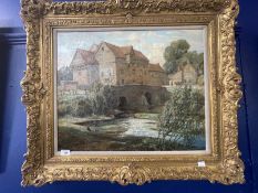 John Charles Moody (1884-1962): Impasto oil on canvas, View of Marlingford Mill on the River Yare,