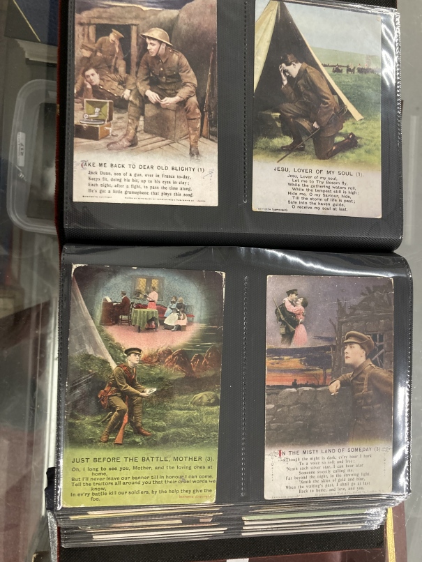 Postcards: Albums series cards, WWI, etc. British topographical, European cards, WWI silk, etc. (5 - Image 2 of 5
