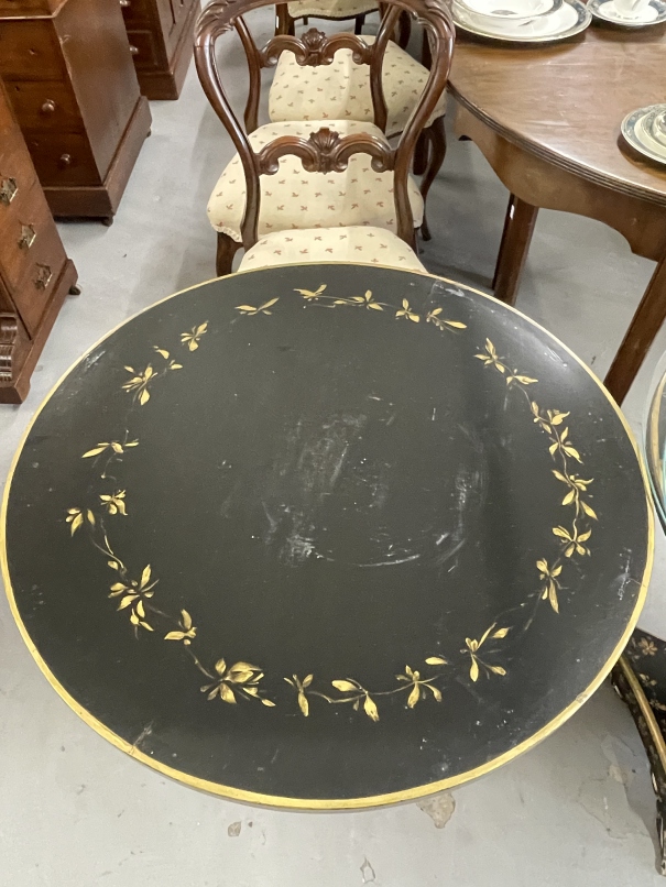 20th cent. Regency style occasional wine or side tables on baluster columns with tri form bases, - Image 3 of 3