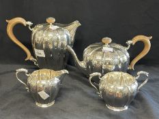 Hallmarked Silver: 20th cent. Four piece tea set William Suckling of Birmingham. Approx. 57oz.