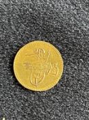 Coins: Gold Turkish Ottoman Mahmud II 1808-39 possibly ¼ Altin, crease across face. Approx. 0.8g.