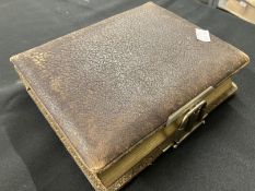 Militaria: 19th cent. Leather bound lockable photograph album with twenty-one studio photographs