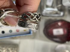 Hallmarked Silver: Ring three bands with Celtic design and one which can be interchanged with