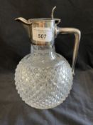 Hallmarked Silver: Claret jug hobnail cut, Sheffield mark W.G. Sissons.