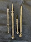 19th cent. Silver stone set Victorian propelling pencils/pens. (4)